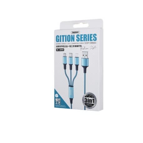 Gition 3-in-1 - Lightning Type-c, Micro USB Cable - Blue