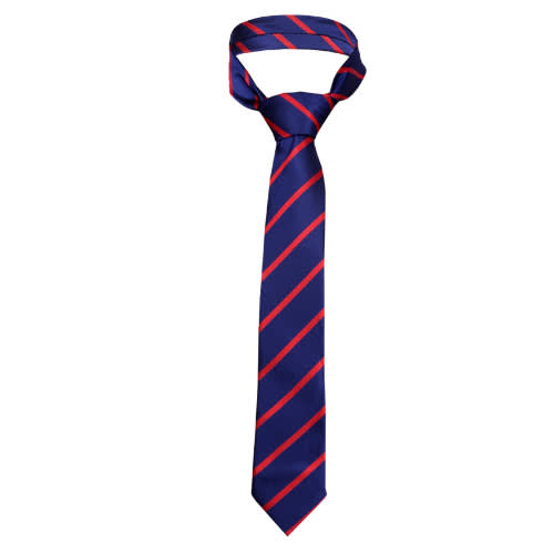 Striped Tie & Pocket Square - Deep Blue & Red