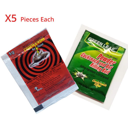 Rat Poison Kill And Dry + Cockroach & Ant Killing Bait Powder - 5 Pcs Each