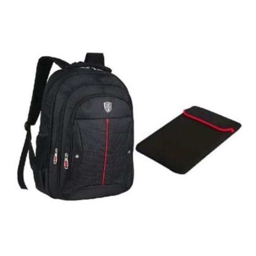 HPower Durable Backpack - Black + Laptop Sleeve Pouch