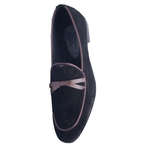 Bi - Material Men's Suede With Bow Tie - Black