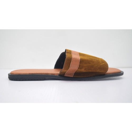 Men's Suede Pam Slippers With Buckle - Brown