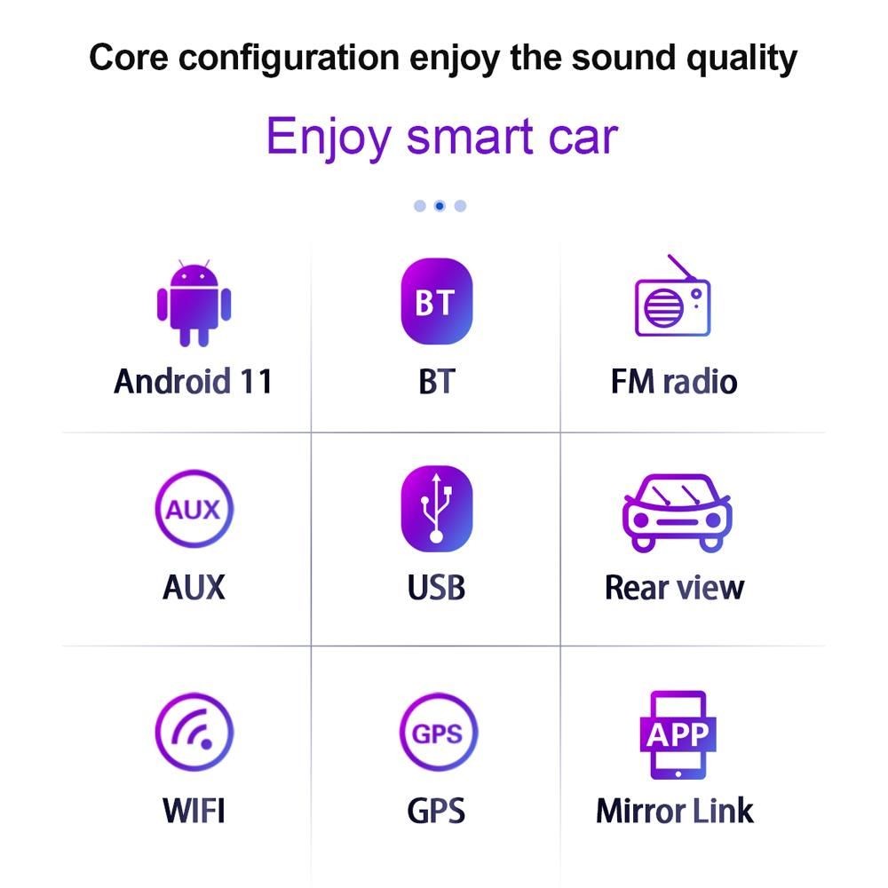 Android 11 Car Stereo Double Din GPS Navigation FM Radio with 7 Inch Touchscreen Support WIFI/AUX/U-Disk/Phone Link/Hands-Free Calling/Reverse Picture/Steering Wheel Control with Backup Camera