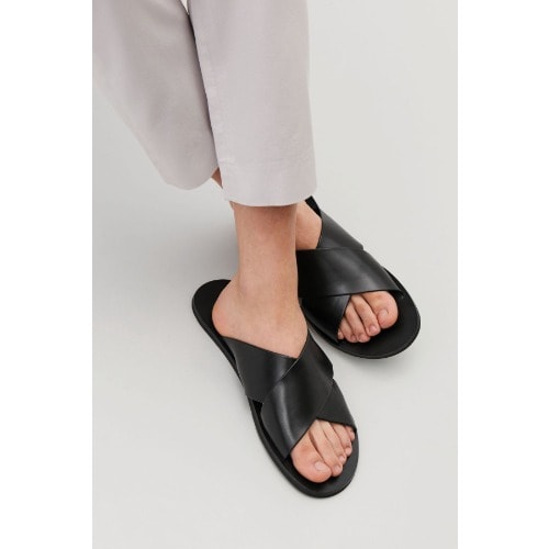 Numbes Italian Leather Slippers - Black