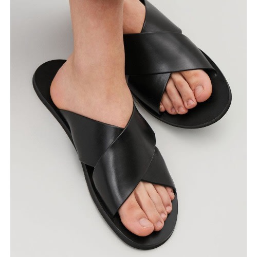 Numbes Italian Leather Slippers - Black