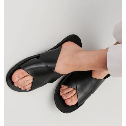 Numbes Italian Leather Slippers - Black