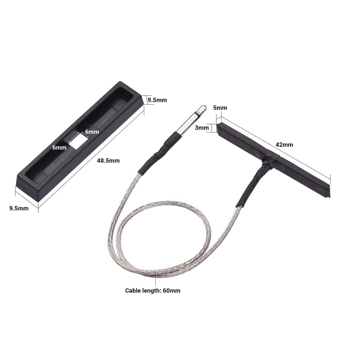 Pickup Rod Stick Pick-up Bar Piezo Acoustic Pickup with 60mm Center Lead 2.5mm Plug Mounting Bracket for Violin