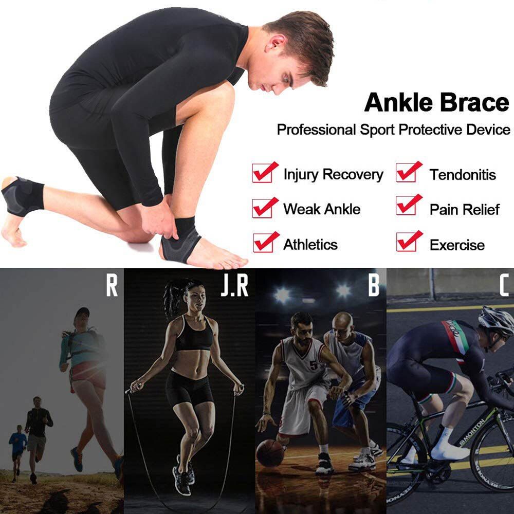 Ankle Support S Adjustable Elastic Compression Ankle  Sleeve Socks For Arthritis Sprain Running Basketball Foot Bandage-1Pcs Left