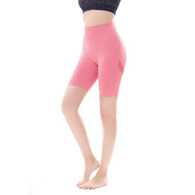 Net red tight sports fitness pants quick drying five point pants high waist peach hip YOGA SHORTS summer thin
