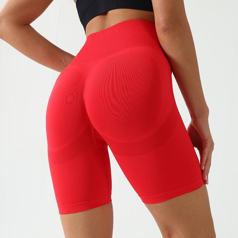 Net red tight sports fitness pants quick drying five point pants high waist peach hip YOGA SHORTS summer thin