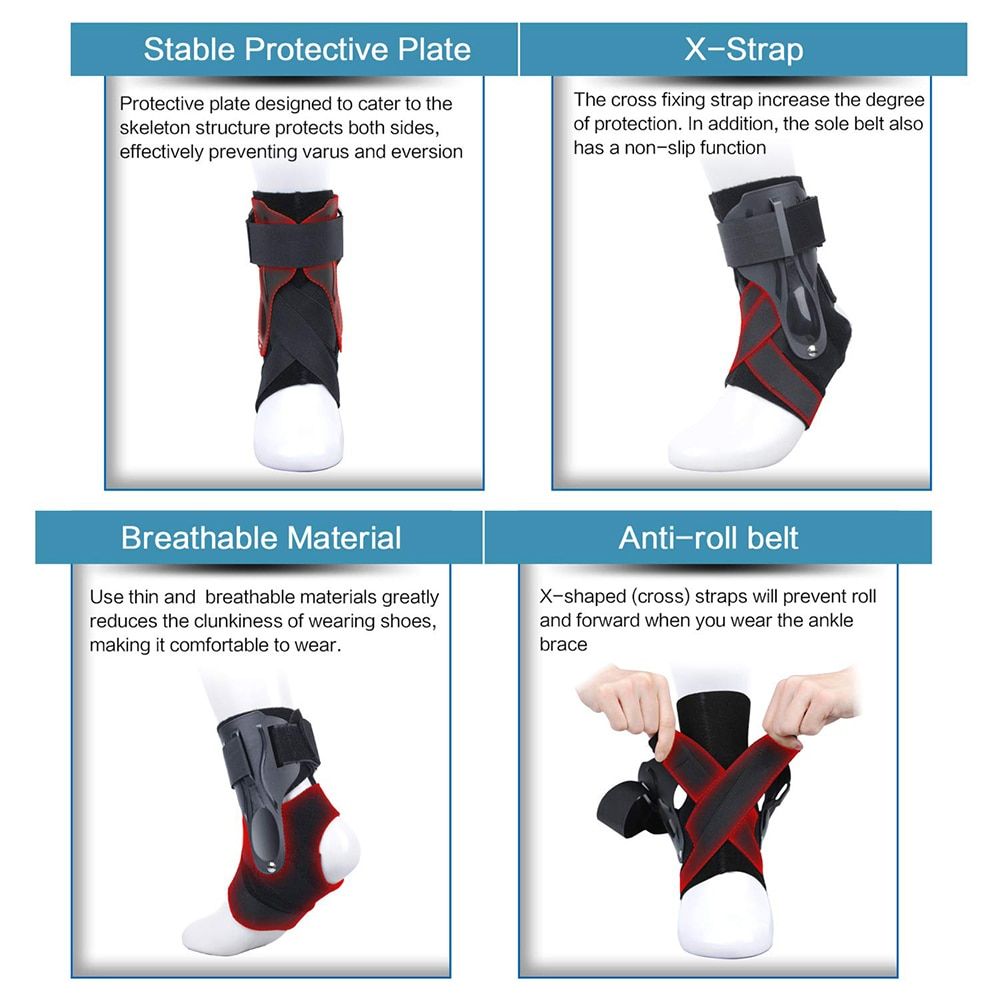 1PC Ankle Support  Bandage Foot Guard Protector Adjustable Ankle Sprain Orthosis Stabilizer Plantar Fasciitis Wrap-Black Right Foot