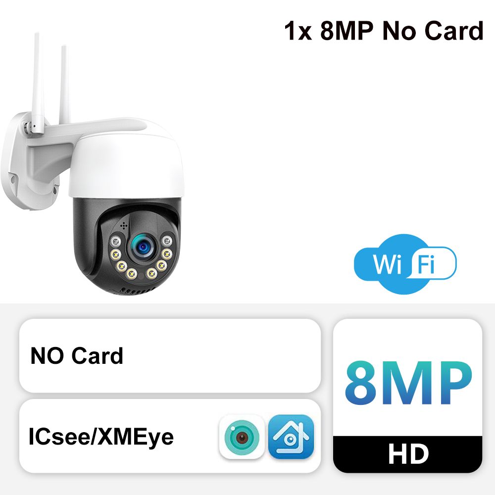 1/2pcs 4k 8mp  Camera Outdoor Waterproof  1080P HD  Security CCTV Camera Auto Tracking Color Night Vision Onvif ICSEE