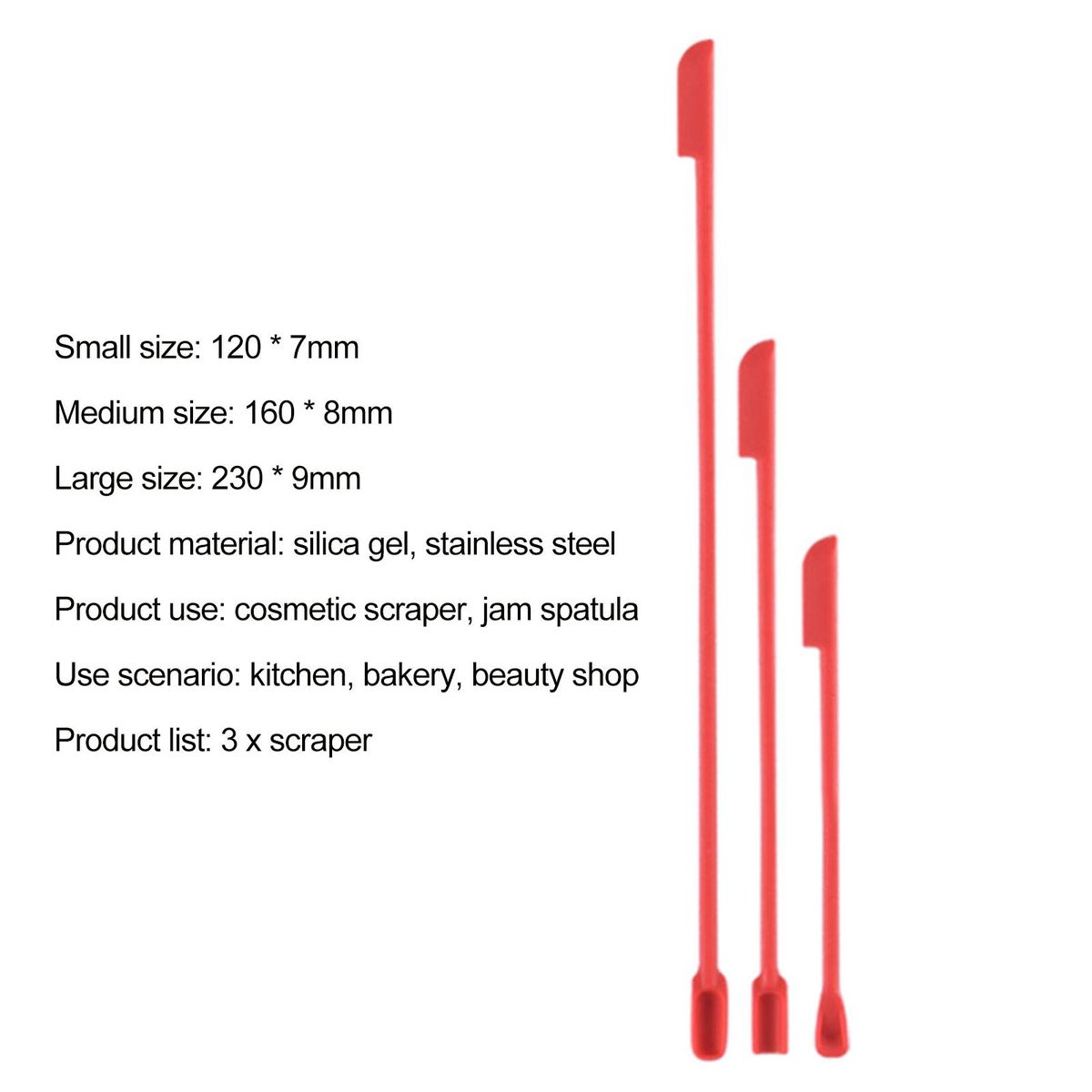 3PcsSet Cosmetic Scraper Reusable Deep Bottle Scraper Red