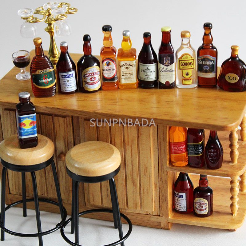 16 Scale Miniature Dollhouse Wine Mini Whisky Bottle Drinks
