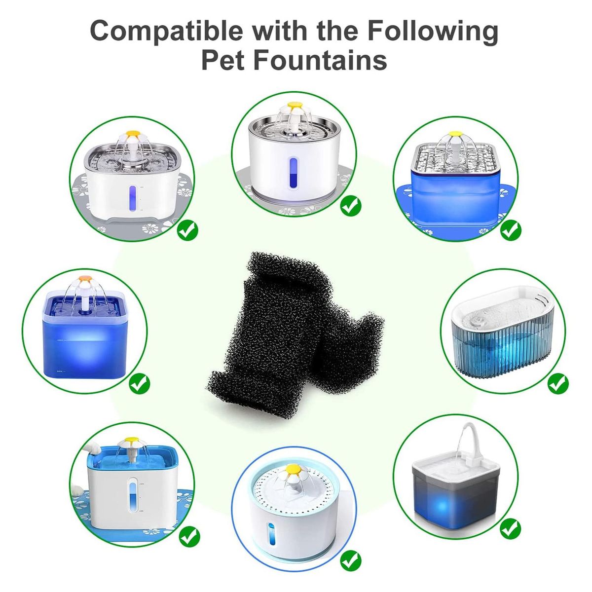 4PCS Cat Water Fountain Sponge Foam Filter Pet Drinking Fountain Accessory Replacement