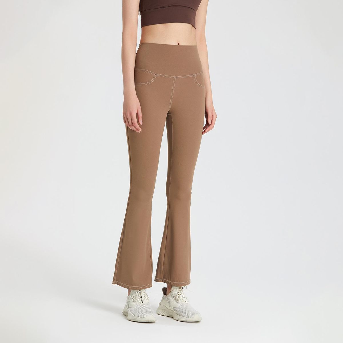 Nude Lulu Yoga Flare Pan Women's High Waist Hip Lift Slim Spor Pan Fitness Casual Wide Leg