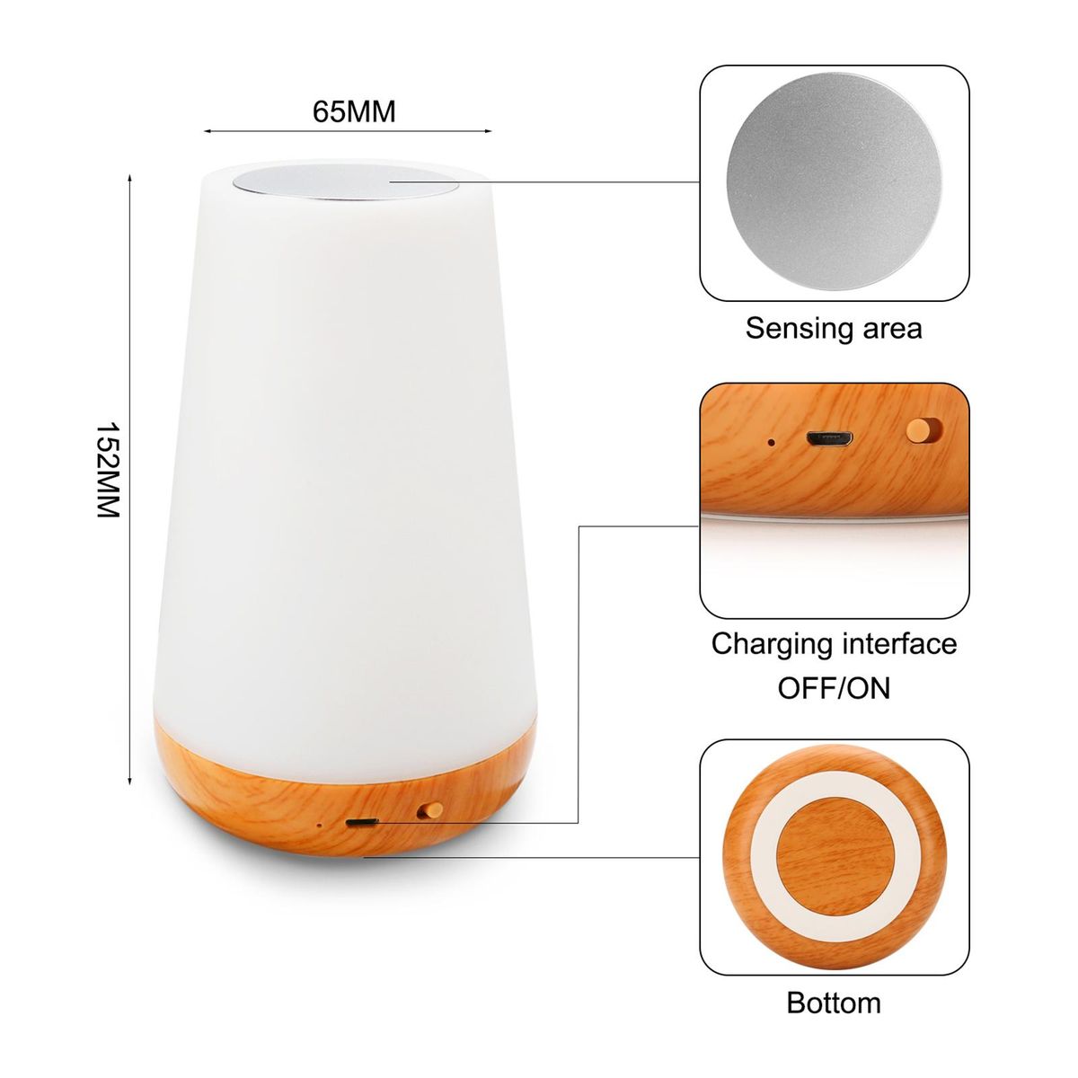 Colorful Night Light RGB Color Changing Atmosphere Lamp with Remote Control Touch Control Rechargeable Bedside Light Dimmable Table Lamp for Living Room Bedroom Office