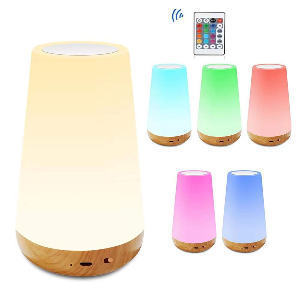 Colorful Night Light RGB Color Changing Atmosphere Lamp with Remote Control Touch Control Rechargeable Bedside Light Dimmable Table Lamp for Living Room Bedroom Office