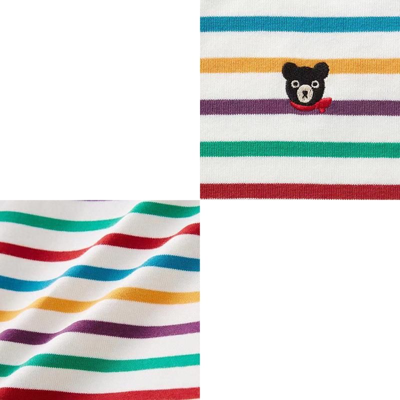 New Children's Clothing Spring And Autumn Boys And Girls Japanese Style Stripe Pattern T-S