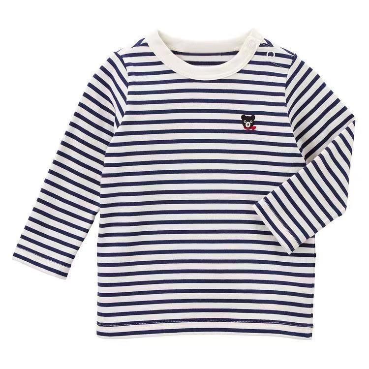 New Children's Clothing Spring And Autumn Boys And Girls Japanese Style Stripe Pattern T-S