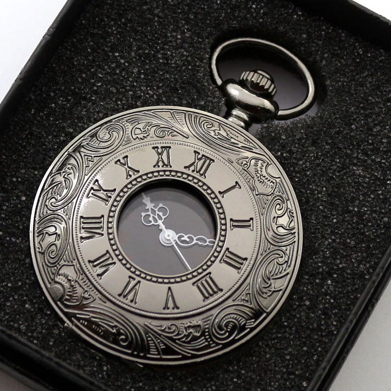 Metal Steam Punk Quartz Pocket Watch Men's Clock Gift