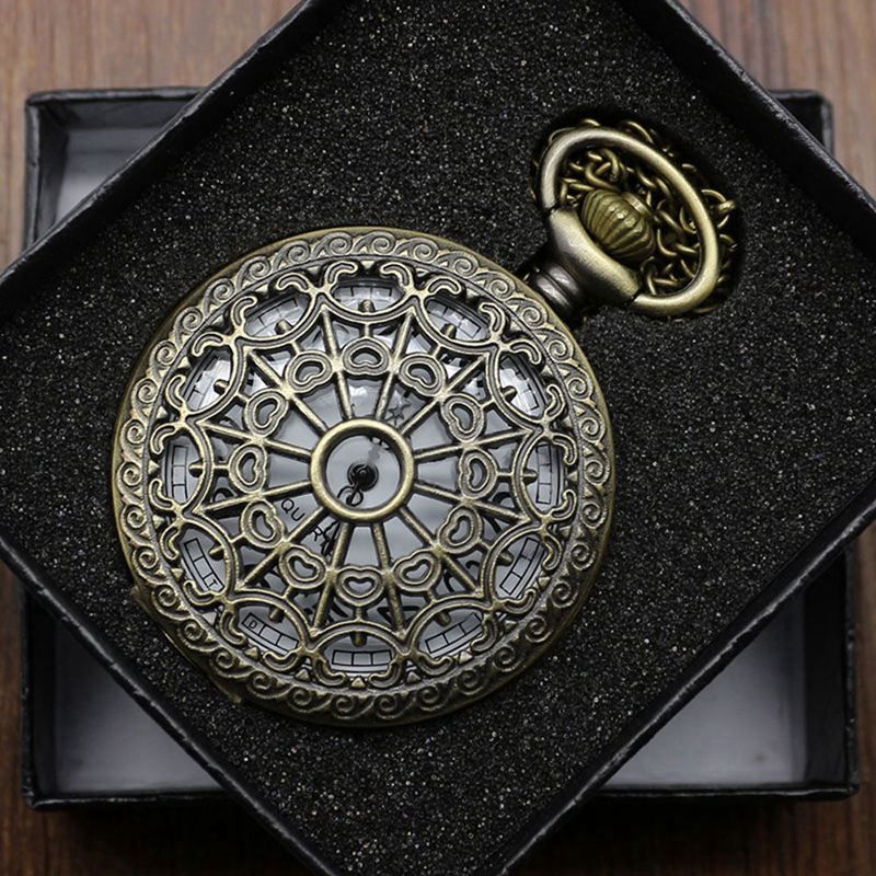 Metal Steam Punk Quartz Pocket Watch Men's Clock Gift