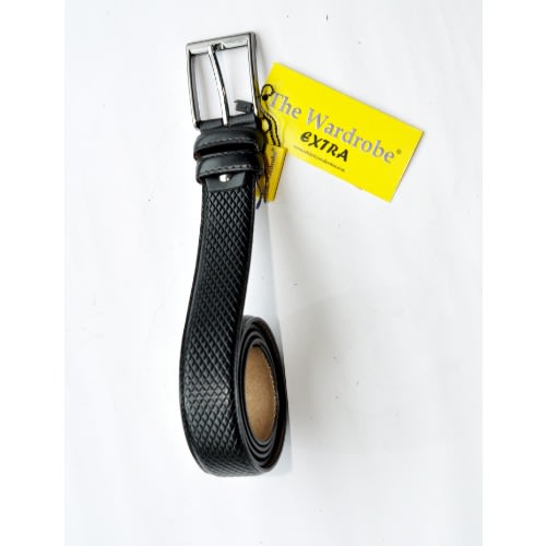 Leather Checked Design Men Belt- Mb-9651- Size-120/48 Cm