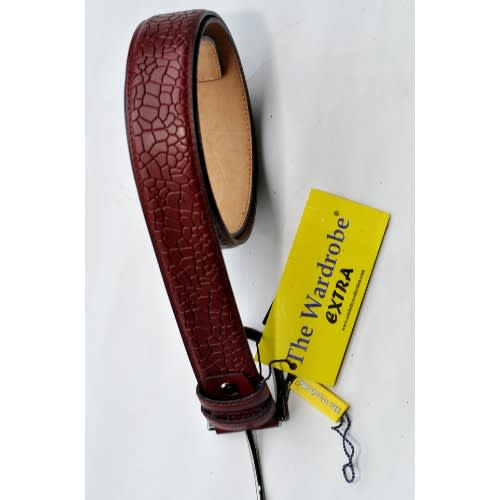Men Crinkle Styled Leather Belt- Wine-mb-9628- Size: 130/52 Cm