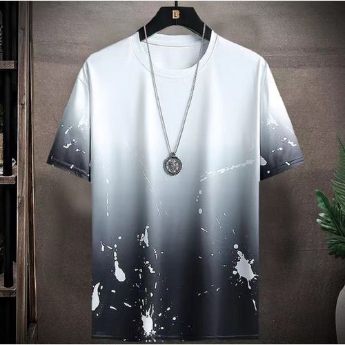 2 Pieces (White+Blue)=6599 Men's T-shirt M-5XL Large Size Shirt Clothes Casual