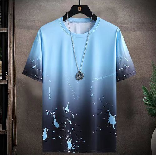 2 Pieces (White+Blue)=6599 Men's T-shirt M-5XL Large Size Shirt Clothes Casual