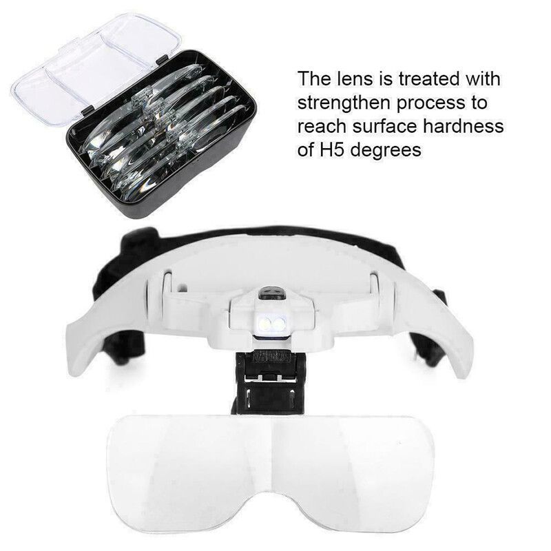 Headset Headband LED Head Light Magnifying Glass Loupe Adjustable With 1X, 1.5X, 2X, 2.5X, 3.5X Lens Magnifier Lamp Eyeglasses Eyewear Jewelry Repair Tools