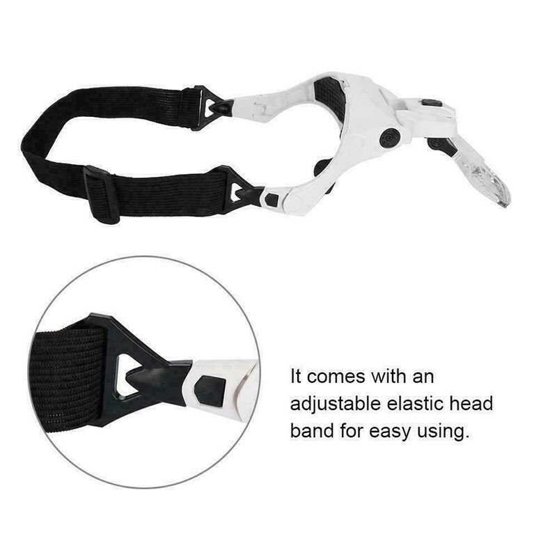 Headset Headband LED Head Light Magnifying Glass Loupe Adjustable With 1X, 1.5X, 2X, 2.5X, 3.5X Lens Magnifier Lamp Eyeglasses Eyewear Jewelry Repair Tools