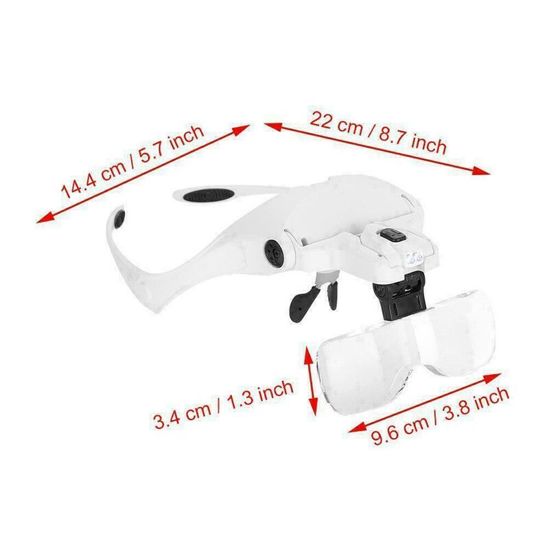 Headset Headband LED Head Light Magnifying Glass Loupe Adjustable With 1X, 1.5X, 2X, 2.5X, 3.5X Lens Magnifier Lamp Eyeglasses Eyewear Jewelry Repair Tools