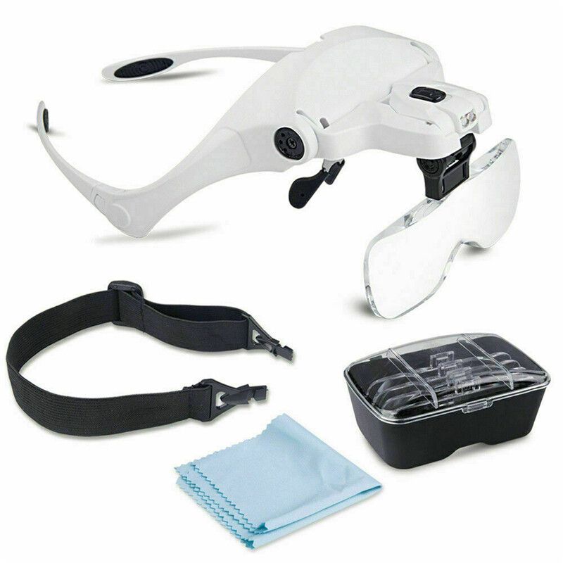 Headset Headband LED Head Light Magnifying Glass Loupe Adjustable With 1X, 1.5X, 2X, 2.5X, 3.5X Lens Magnifier Lamp Eyeglasses Eyewear Jewelry Repair Tools