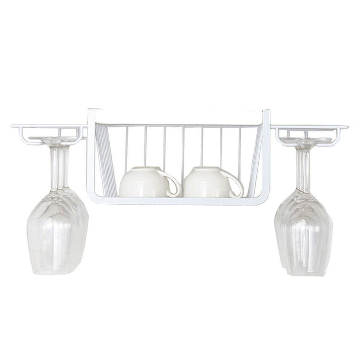 Hanging Glass Cup Holder Rack Goblet Stemware Home Bar Mug Storage Shelf