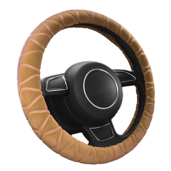 Universal Steering Wheel Cover Warm Plush-Cream-coloured