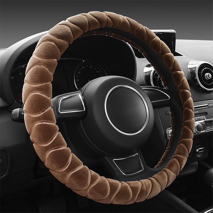 Universal Steering Wheel Cover Warm Plush-Cream-coloured