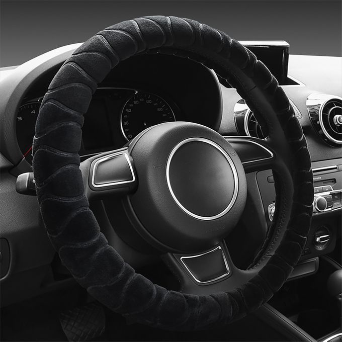 Universal Steering Wheel Cover Warm Plush-Cream-coloured