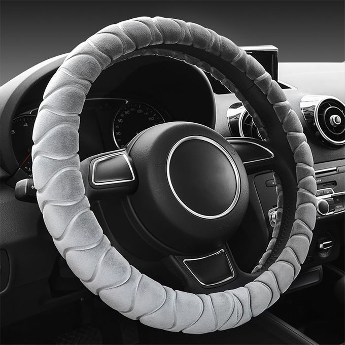Universal Steering Wheel Cover Warm Plush-Cream-coloured