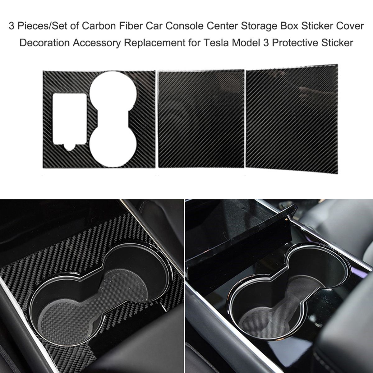 3 Pieces/Set Of Carbon Fiber Car Console Center Storage Box