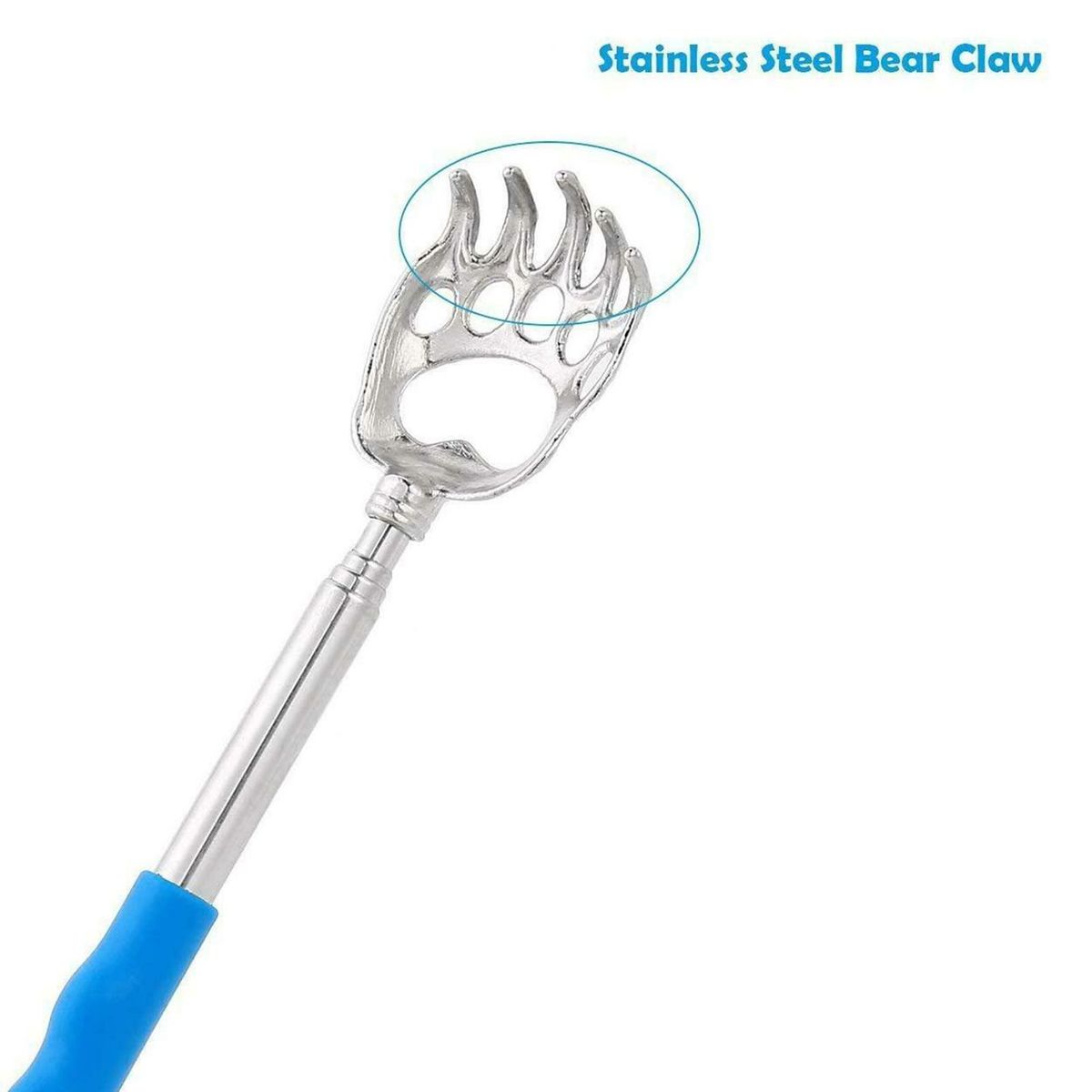 6Pcs Portable Telescopic Back Scratcher Stainless Steel Bear Claw Rubber Handle Relieve Body Itching
