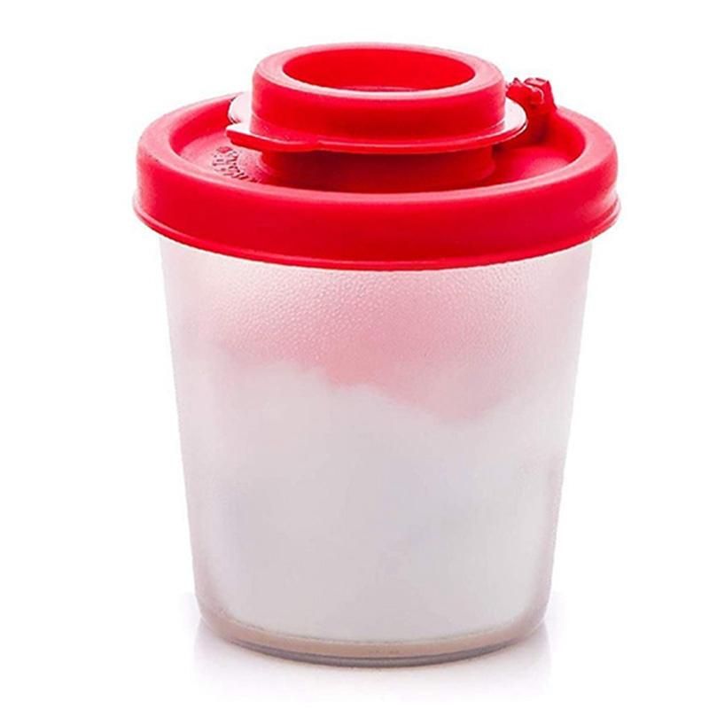 2 Medium Salt and Pepper Shakers with Red Covers Lids Jar
