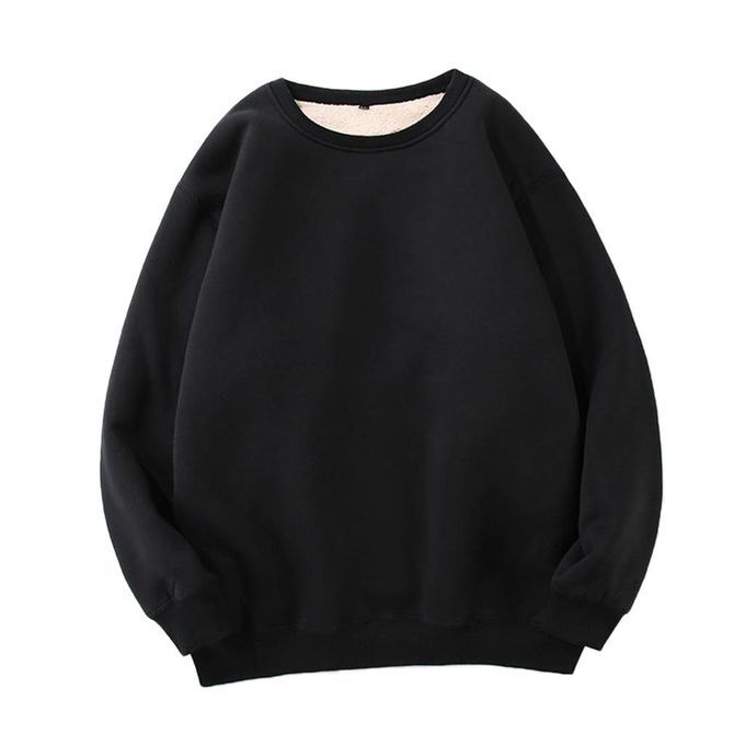 Casual Plus Velvet Thick Long-sleeved Pullover Jersey Black L