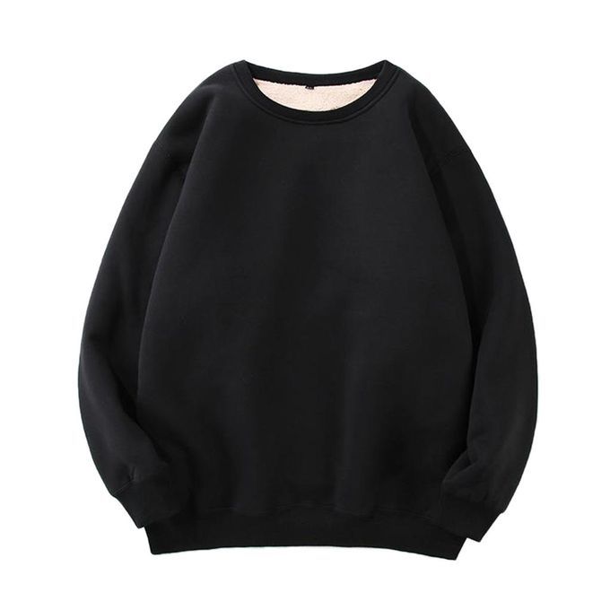Casual Plus Velvet Thick Long-sleeved Pullover Jersey Black L