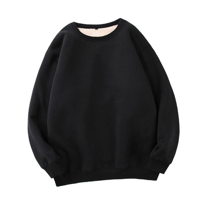 Casual Plus Velvet Thick Long-sleeved Pullover Jersey Black L