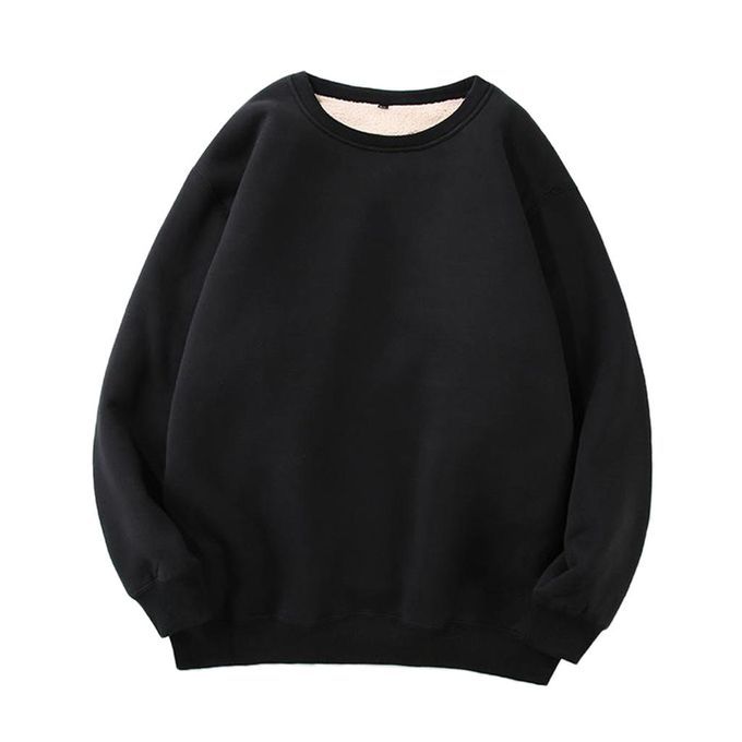Casual Plus Velvet Thick Long-sleeved Pullover Jersey Black L