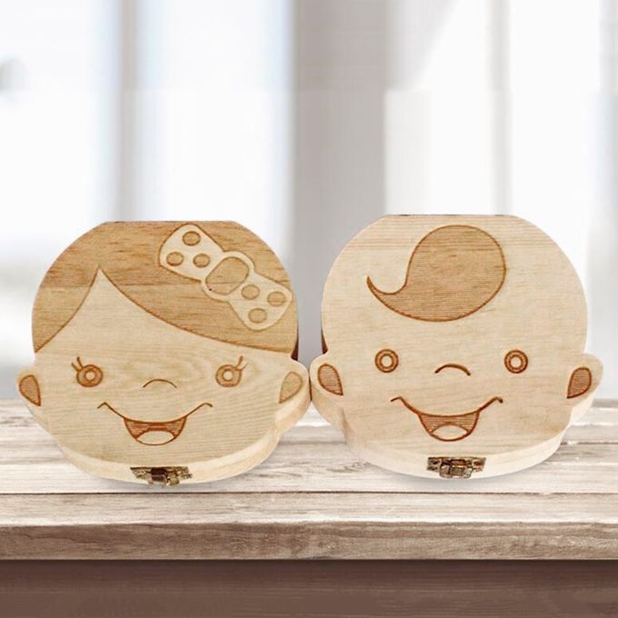 DM Creative Baby Teeth Box Saver Storage Wooden Children Holder Organize-wood