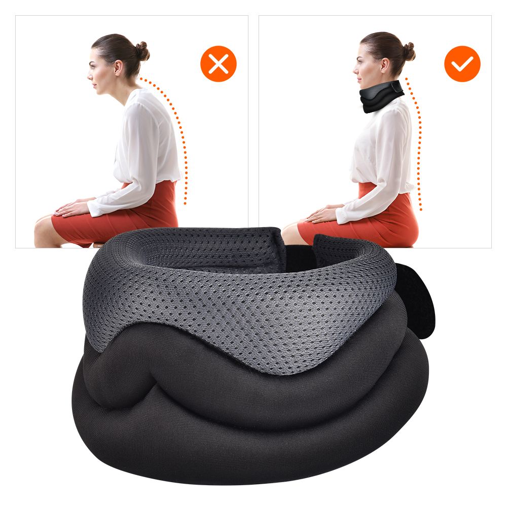 Cervical Neck Traction Pillow Neck Support Posture Corrector Cervical Collar For Pain Relief Neck Stretcher Braces UShape Pillow(#Type A Black)