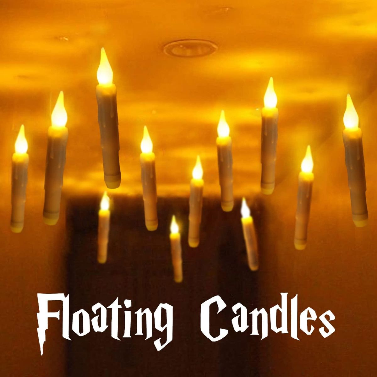 12pcs Floating LED Candles with Remote Control Witch Halloween Decor for Party Supplies Birthday Wedding Indoor Home Classroom Bedroom