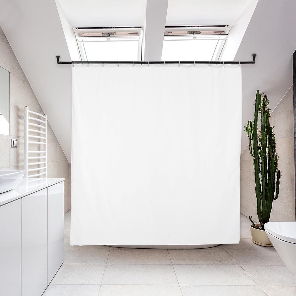 Htovila 72 * 72'' White Polyester Waterproof Mildewproof Shower Curtain Decorative Privacy Protection Bathroom Curtain with 12pcs Hooks
